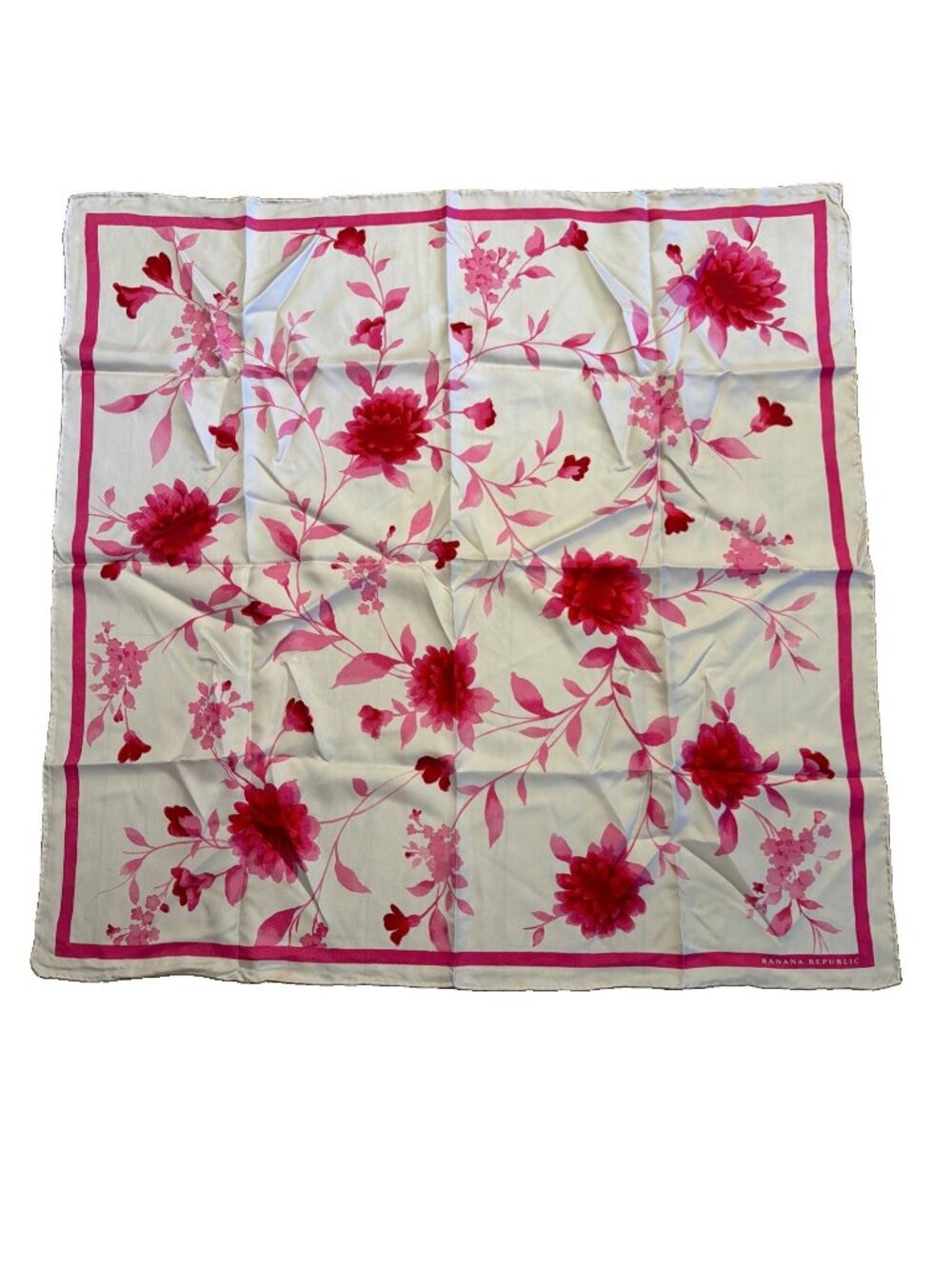 Banana Republic Scarf Women’s elegant  Pink Floral Satin 32 Inch Square